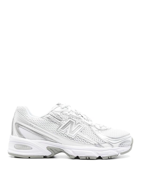 NEW BALANCE: sneakers - Scneaker bianche e argento