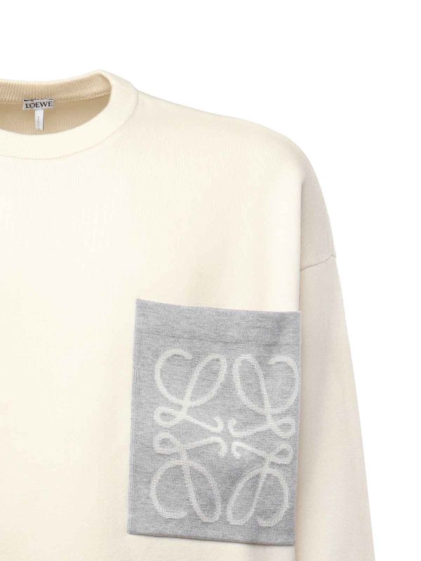 The Best Shops LOEWE: Strickpullover mit Rundhalsausschnitt - Rundhalspullover - Beige