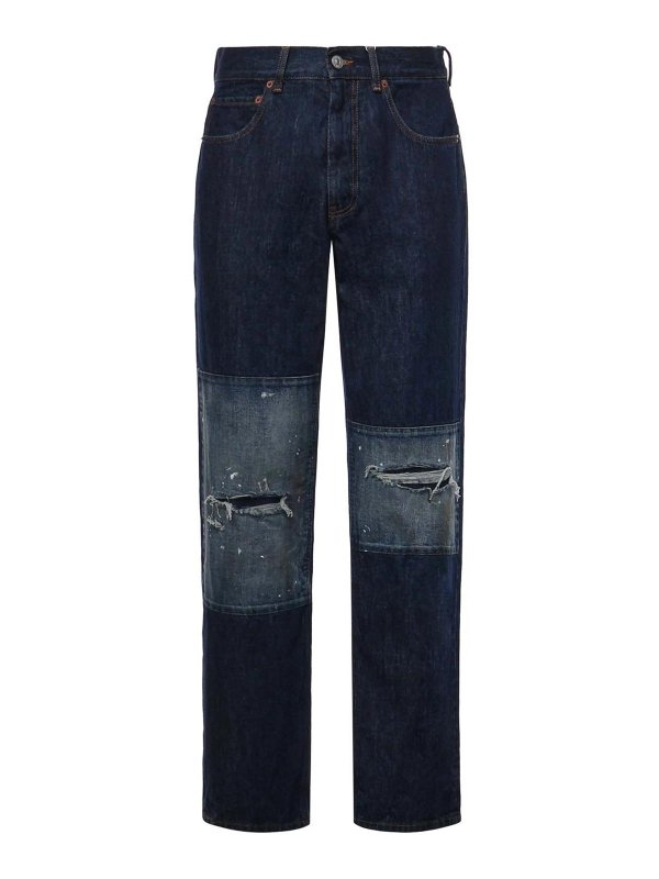 MM6 MAISON MARGIELA: ストレートジーンズ - ストレートジーンズ - ブルー