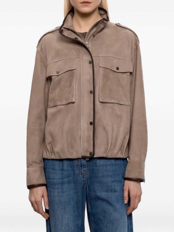 BRUNELLO CUCINELLI: leather jacket online - Brown suede jacket