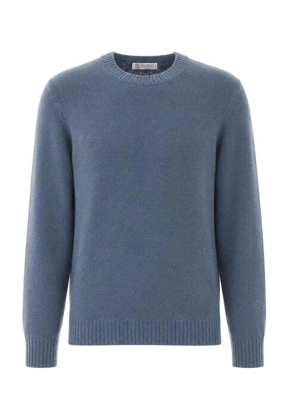 BRUNELLO CUCINELLI: Strickpullover mit Rundhalsausschnitt - Rundhalspullover - Blau