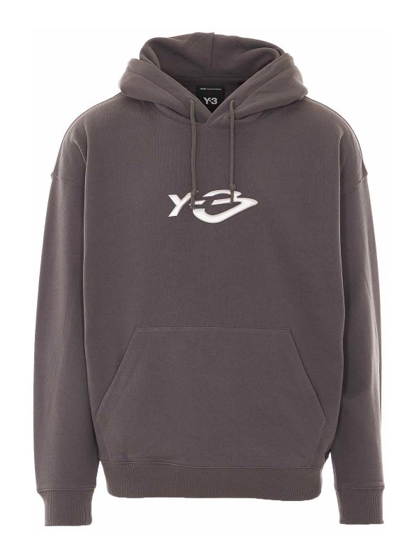Y-3: Sudaderas y suéteres - Sudadera - Gris
