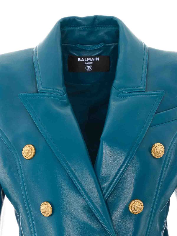 Lederjacke - Blau shop online: Balmain