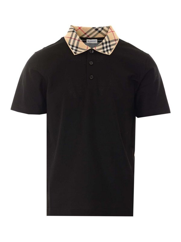 BURBERRY: polo - polo a quadri nera
