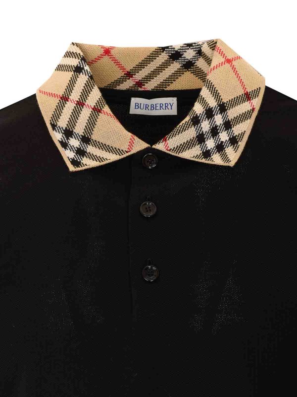 polo a quadri nera shop online: BURBERRY
