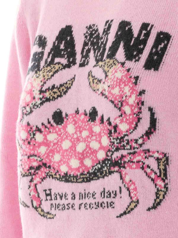 The Best Shops GANNI: Strickpullover mit Rundhalsausschnitt - Rundhalspullover - Nude
