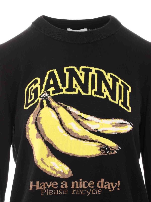 Rundhalspullover - Schwarz shop online: GANNI