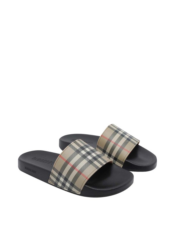 BURBERRY: sandals online - Check sliders