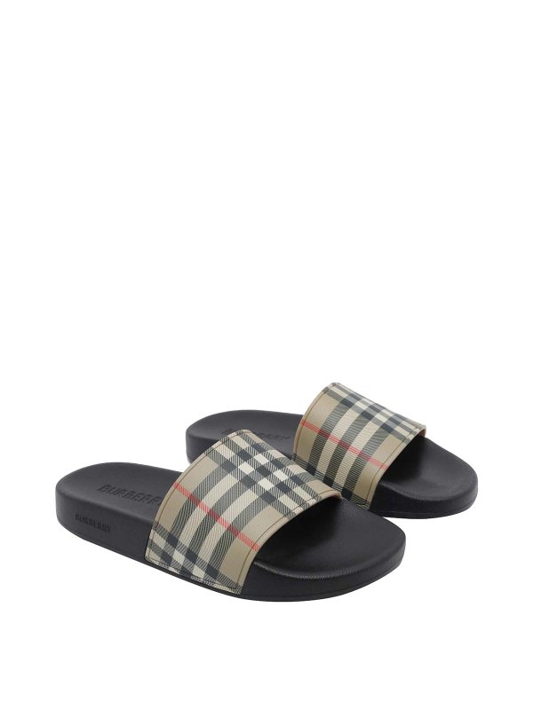 BURBERRY: sandals online - Check sliders