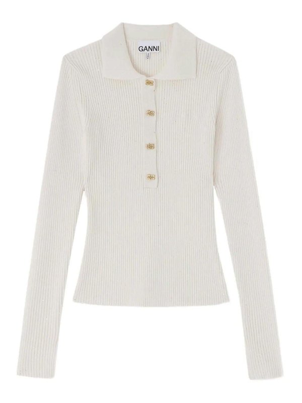 GANNI: Polos - Polo - Blanco