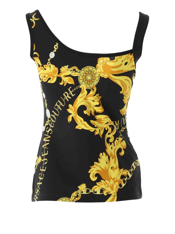 VERSACE JEANS: Tops y camisetas sin mangas online - Top - Negro