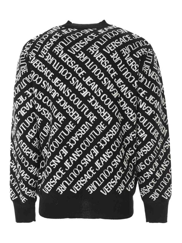 VERSACE JEANS: Strickpullover mit Rundhalsausschnitt online - Rundhalspullover - Schwarz