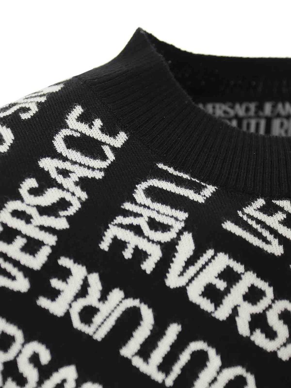 The Best Shops VERSACE JEANS: Strickpullover mit Rundhalsausschnitt - Rundhalspullover - Schwarz