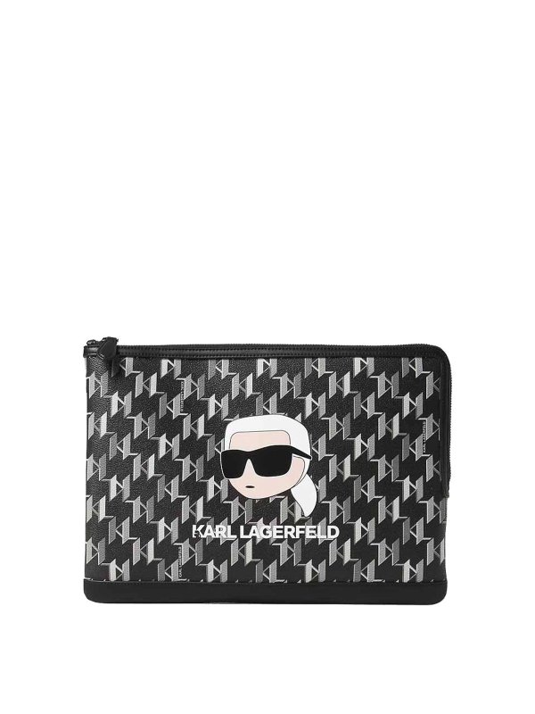 KARL LAGERFELD: クラッチバッグ - クラッチバッグ - 黒