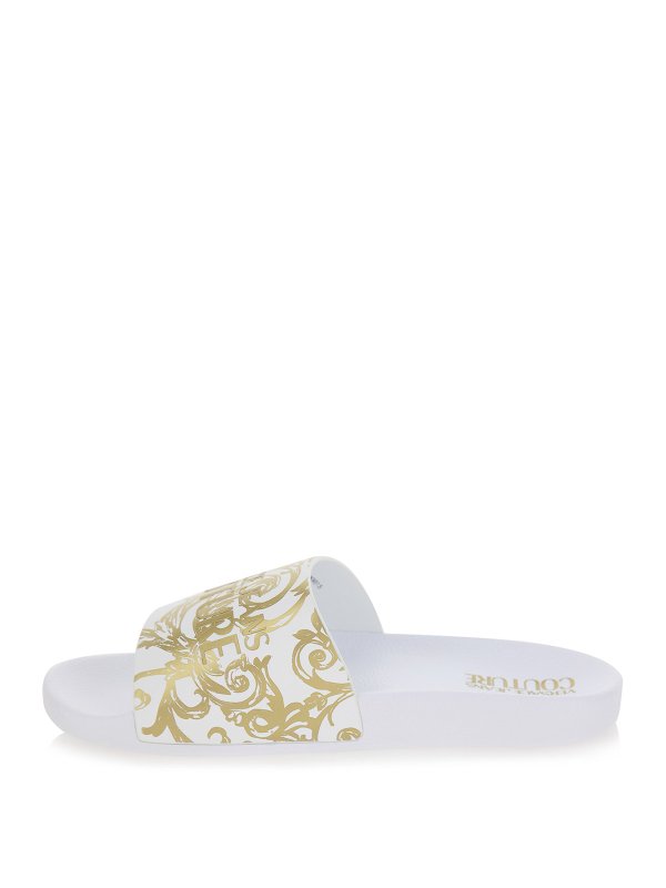 VERSACE JEANS: sandals online - Baroque Slide logo
