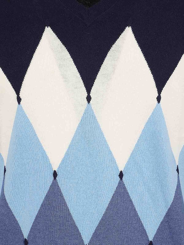 BALLANTYNE: Strickpullover mit V-Ausschnitt online - V-Pullover - Blau