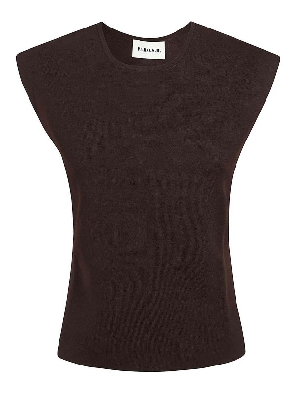 P.A.R.O.S.H.: Tops y camisetas sin mangas - Top - Marrón