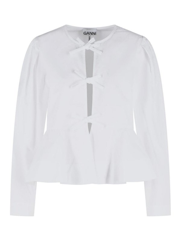 GANNI: Blusas - Blusa - Blanco