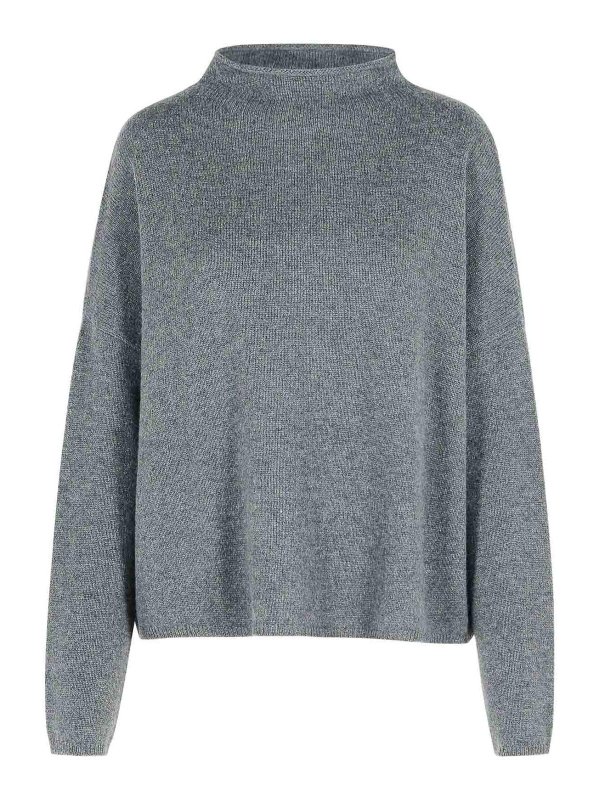 LISA YANG: Strickpullover mit Rundhalsausschnitt - Rundhalspullover - Grau