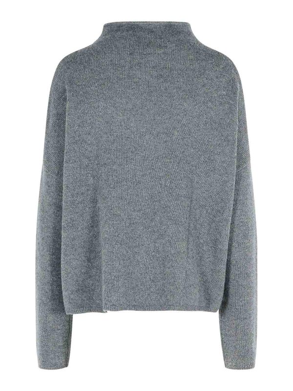 LISA YANG: Strickpullover mit Rundhalsausschnitt online - Rundhalspullover - Grau