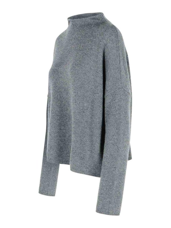 The Best Shops LISA YANG: Strickpullover mit Rundhalsausschnitt - Rundhalspullover - Grau