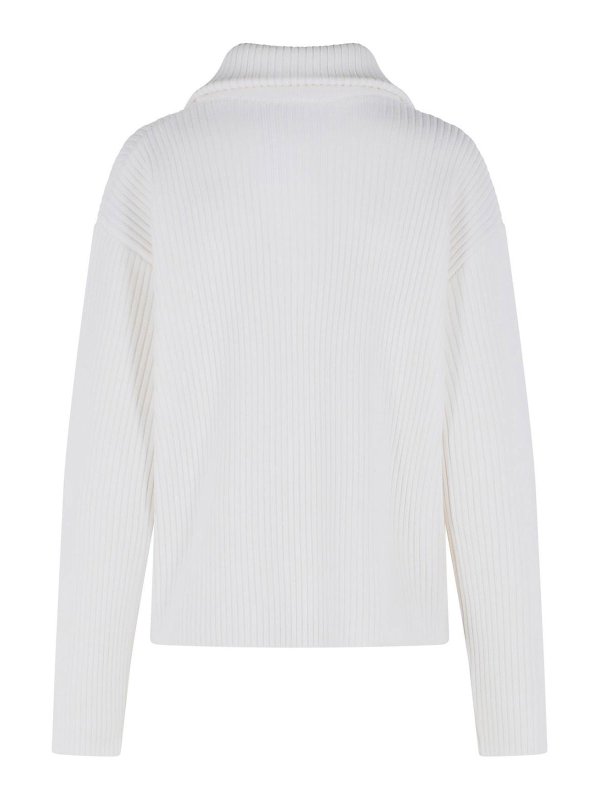Courreges: Strickpullover mit Rundhalsausschnitt online - Rundhalspullover - Weiß