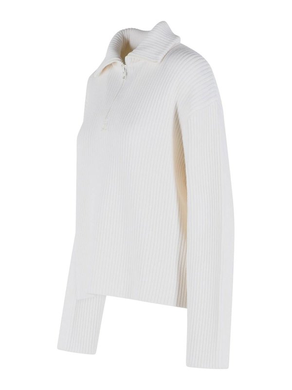 The Best Shops Courreges: Strickpullover mit Rundhalsausschnitt - Rundhalspullover - Weiß
