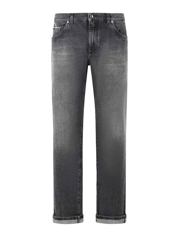 DOLCE & GABBANA: Jeans Rectos - Vaqueros Rectos - Negro