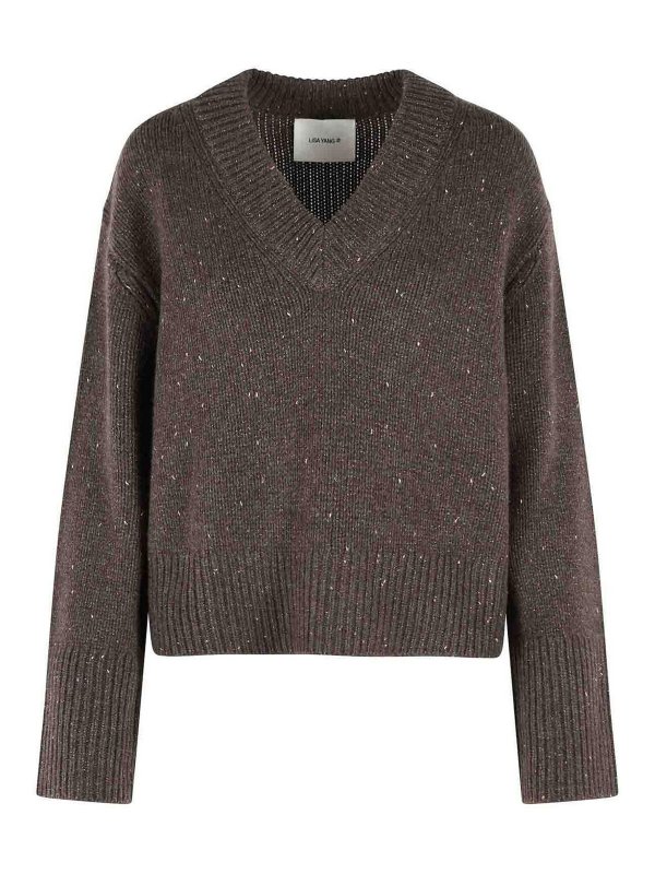 LISA YANG: Strickpullover mit Rundhalsausschnitt - Rundhalspullover - Braun