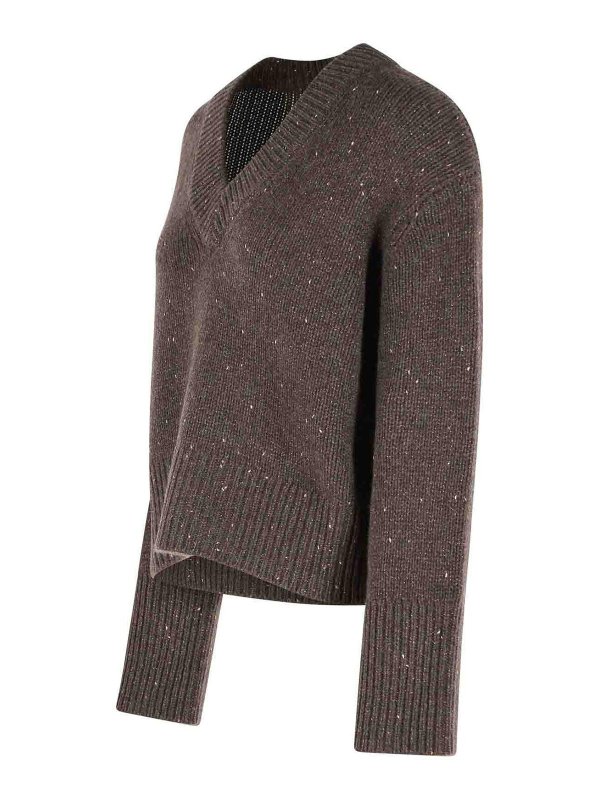 The Best Shops LISA YANG: Strickpullover mit Rundhalsausschnitt - Rundhalspullover - Braun