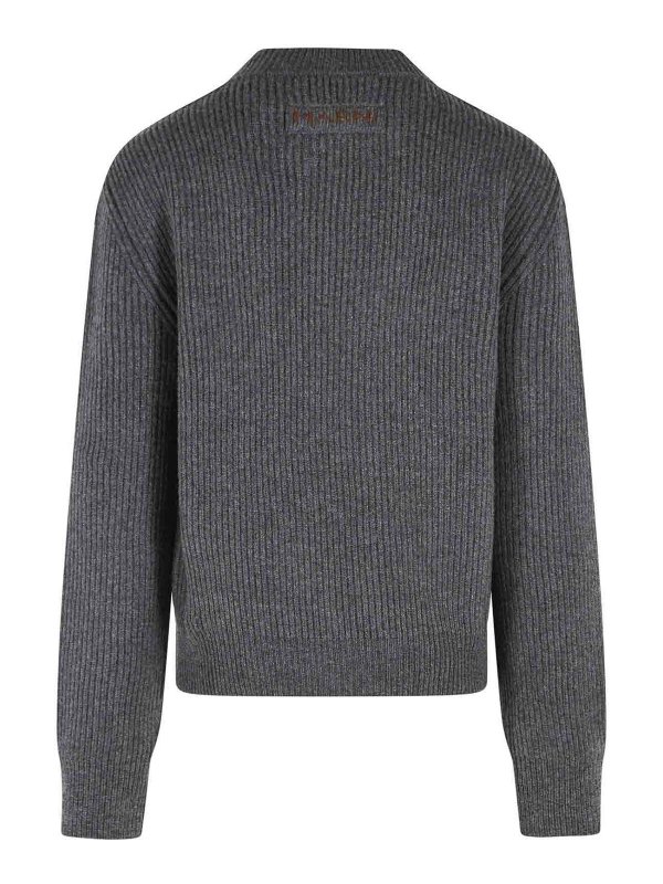 Marni: Strickpullover mit Rundhalsausschnitt online - Rundhalspullover - Grau