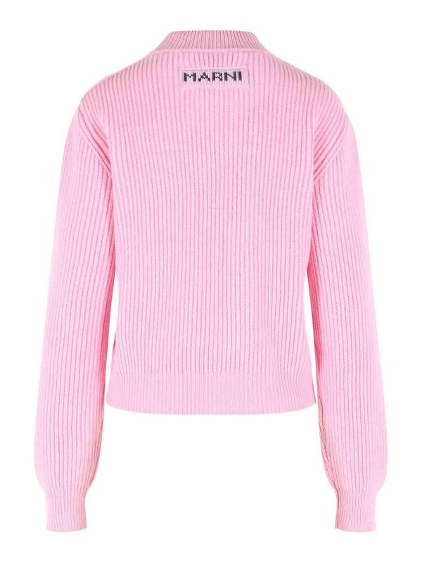 Marni: Strickpullover mit Rundhalsausschnitt online - Rundhalspullover - Rosa