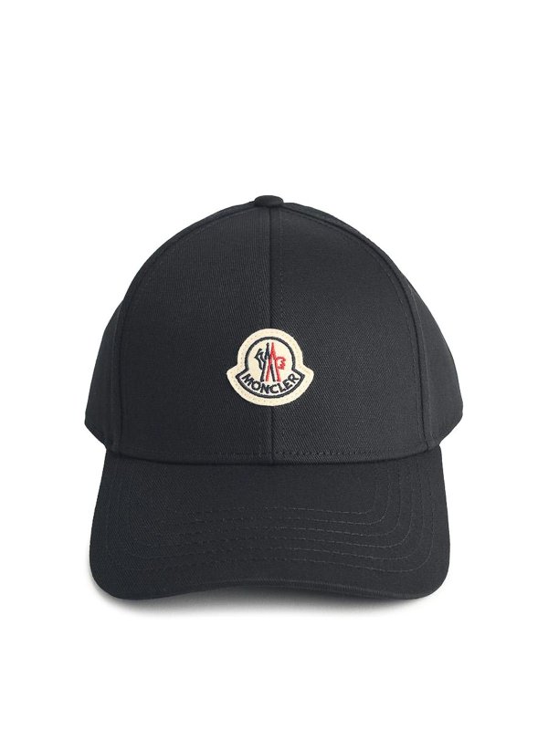 MONCLER: cappelli - Black cotton cap