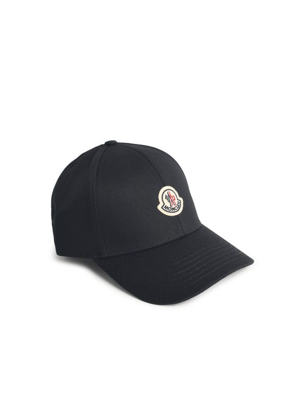 MONCLER: cappelli online - Black cotton cap