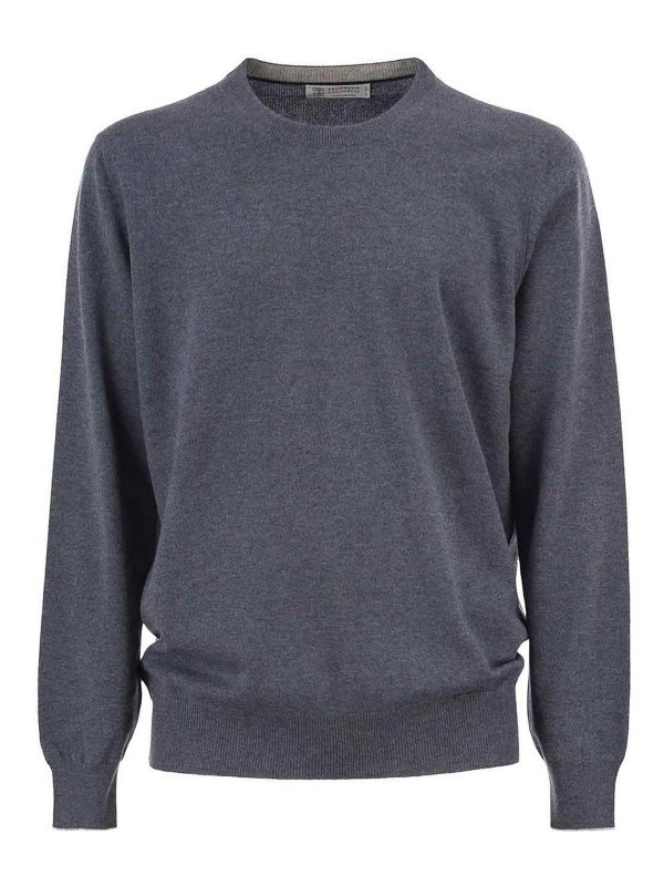 BRUNELLO CUCINELLI: Strickpullover mit Rundhalsausschnitt - Rundhalspullover - Grau