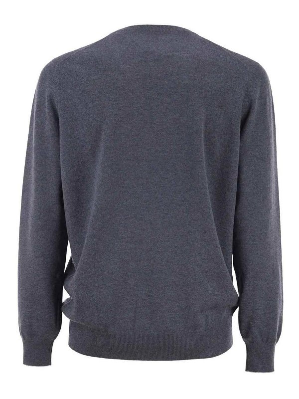 BRUNELLO CUCINELLI: Strickpullover mit Rundhalsausschnitt online - Rundhalspullover - Grau