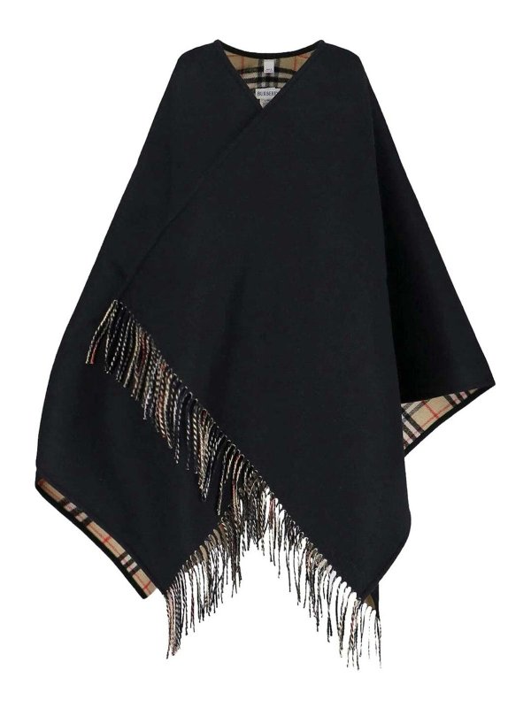 BURBERRY: Capes &  Ponchos - Reversible Check Wool Cape