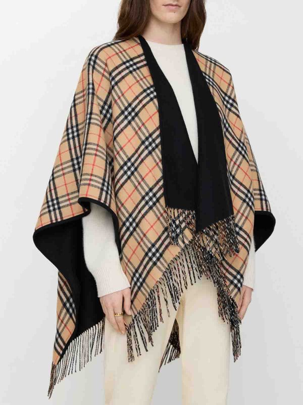 The Best Shops BURBERRY: Capes &  Ponchos - Reversible Check Wool Cape