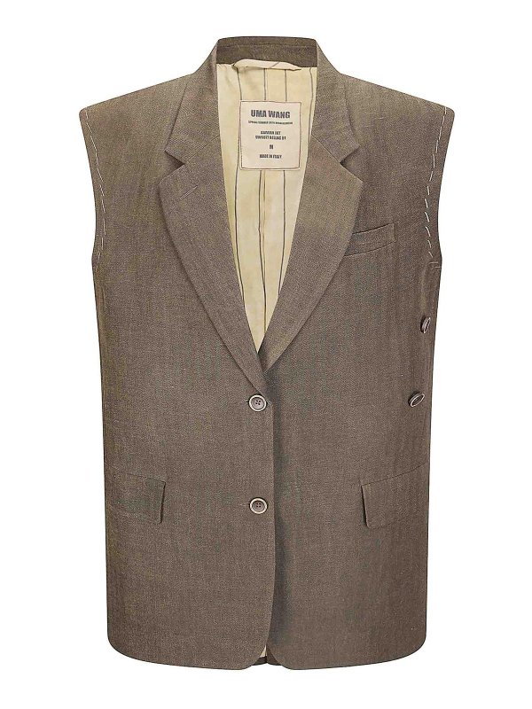 UMA WANG: casual jackets - Oversized linen jacket