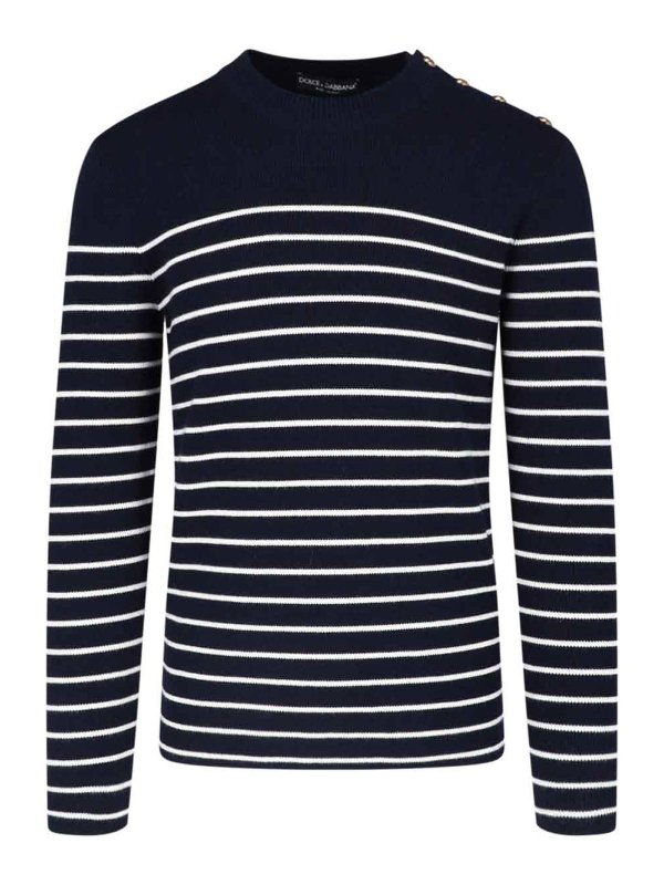 DOLCE & GABBANA: Strickpullover mit Rundhalsausschnitt - Rundhalspullover - Blau