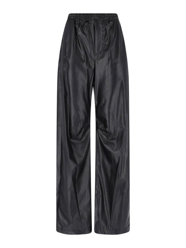 MM6 MAISON MARGIELA: レザートラウザー - レザーパンツ - 黒
