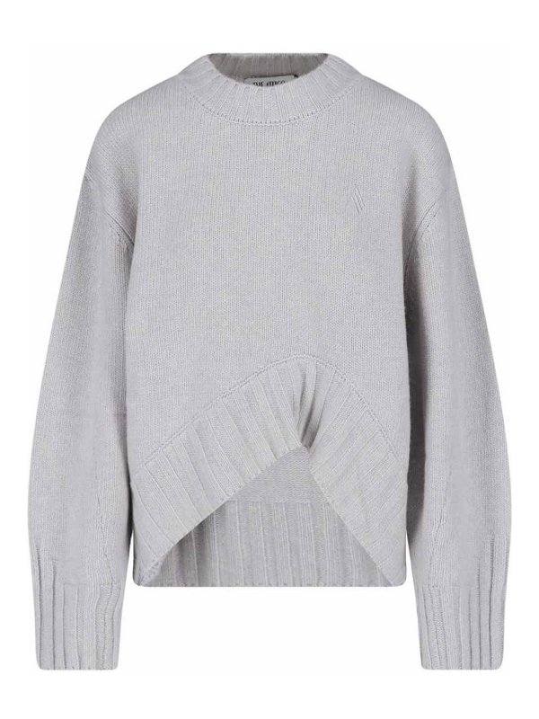 The Attico: Strickpullover mit Rundhalsausschnitt - Rundhalspullover - Grau