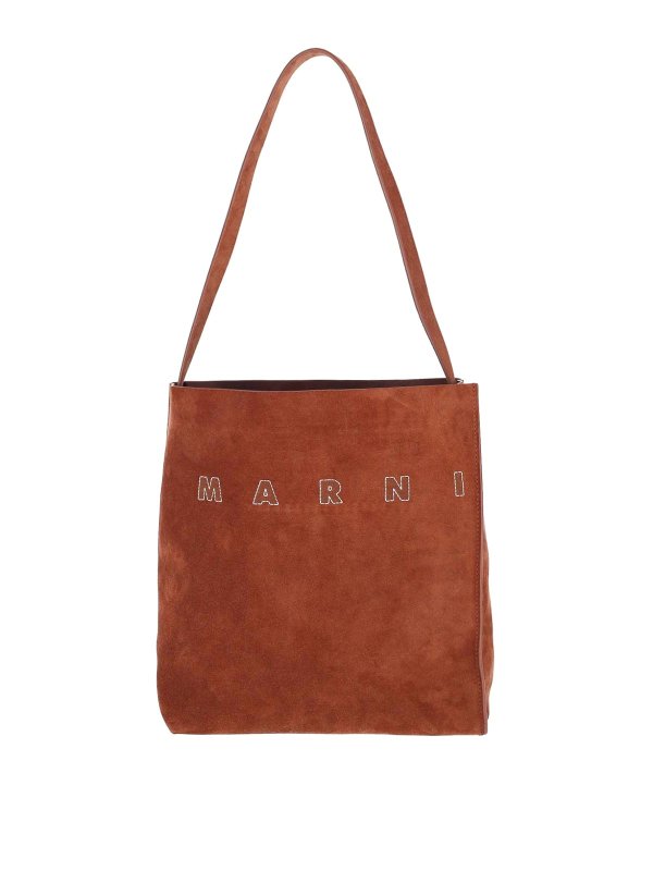 Marni: Handtaschen - Shopper - Braun