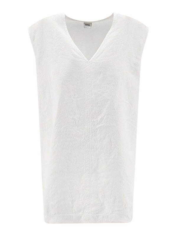 ASPESI: Tops & Tank tops - Oversized top in lived linen