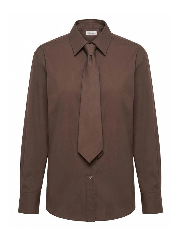 BRUNELLO CUCINELLI: シャツ - シャツ - ブラウン