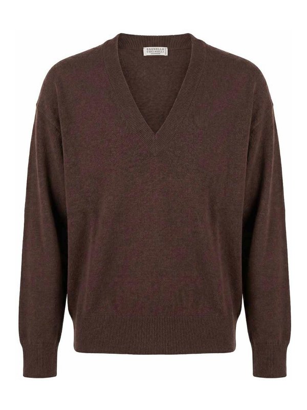 BRUNELLO CUCINELLI: クルーネック - クルーネック - ダークブラウン