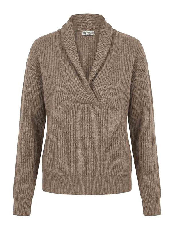 BRUNELLO CUCINELLI: クルーネック - クルーネック - ブラウン