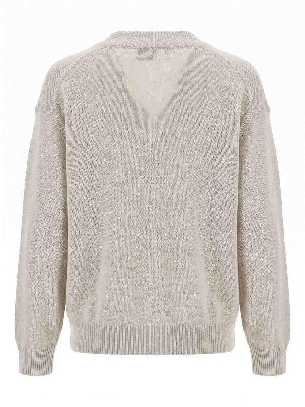 BRUNELLO CUCINELLI: Col en V online - Pull À Col V - Blanc