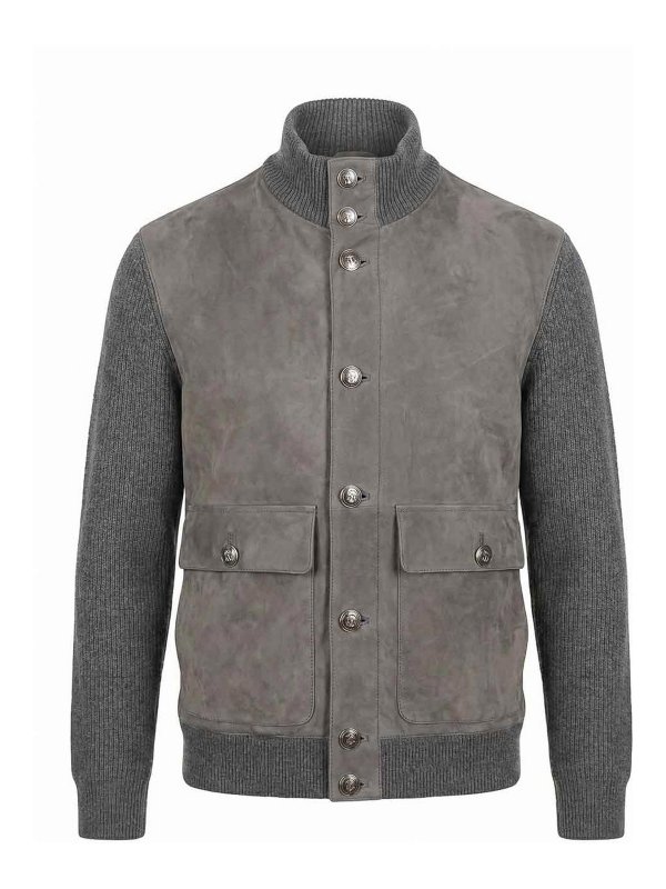 BRUNELLO CUCINELLI: Lederjacken - Lederjacke - Beige