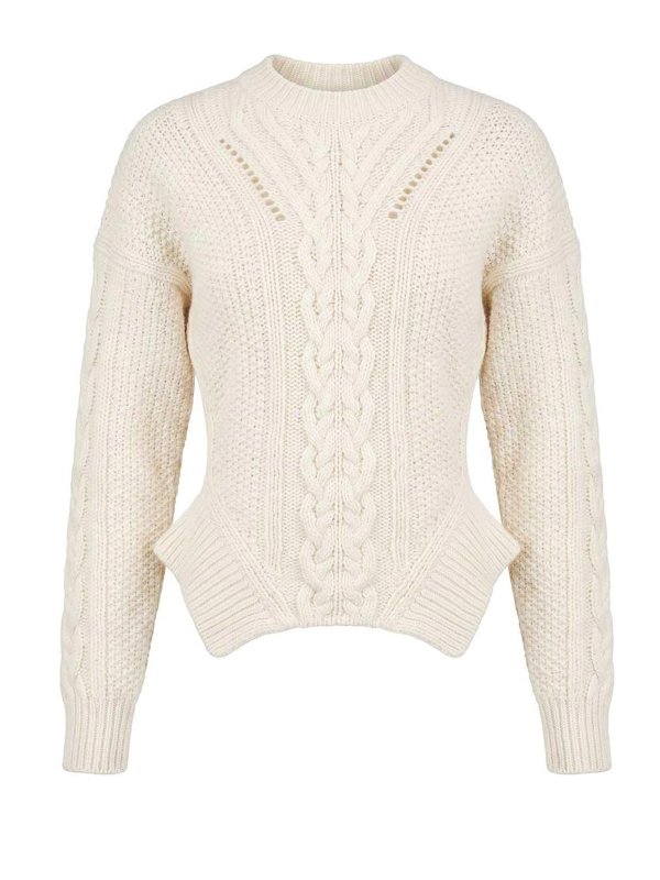 DONDUP: Strickpullover mit Rundhalsausschnitt - Rundhalspullover - Weiß
